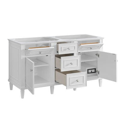 James Martin - Lorelai 60" Double Vanity, Bright White w/ 3 CM Charcoal Soapstone Silestone Top - 424-V60D-BW-3CSP view 9
