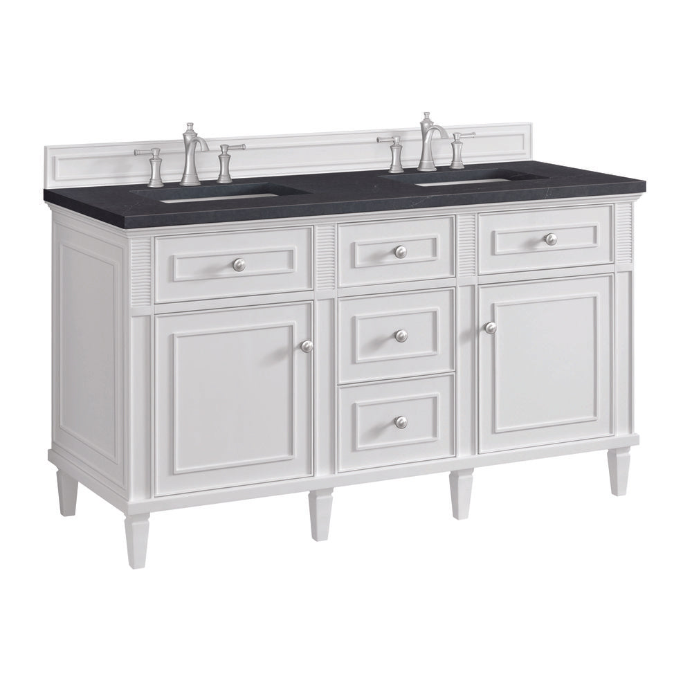 James Martin - Lorelai 60" Double Vanity, Bright White w/ 3 CM Charcoal Soapstone Silestone Top - 424-V60D-BW-3CSP view 11
