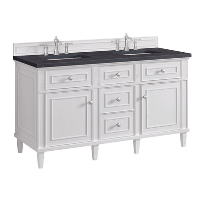 James Martin - Lorelai 60" Double Vanity, Bright White w/ 3 CM Charcoal Soapstone Silestone Top - 424-V60D-BW-3CSP view 11