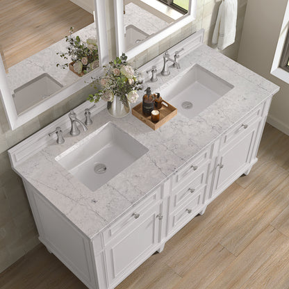 James Martin - Lorelai 60" Double Vanity, Bright White w/ 3 CM Eternal Jasmine Pearl Silestone Top - 424-V60D-BW-3EJP view 8