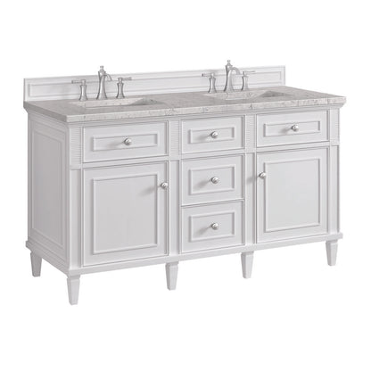James Martin - Lorelai 60" Double Vanity, Bright White w/ 3 CM Eternal Jasmine Pearl Silestone Top - 424-V60D-BW-3EJP view 11