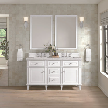 James Martin - Lorelai 60" Double Vanity, Bright White w/ 3 CM Eternal Jasmine Pearl Silestone Top w/FreePower Wireless Charger - 424-V60D-BW-FEJP view 5