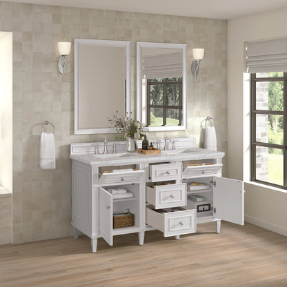 James Martin - Lorelai 60" Double Vanity, Bright White w/ 3 CM Ethereal Noctis Silestone Top - 424-V60D-BW-3ENC view 6