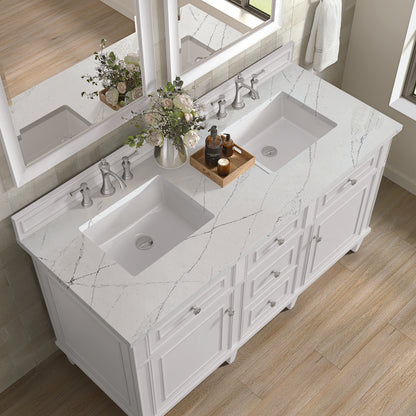 James Martin - Lorelai 60" Double Vanity, Bright White w/ 3 CM Ethereal Noctis Silestone Top - 424-V60D-BW-3ENC view 8