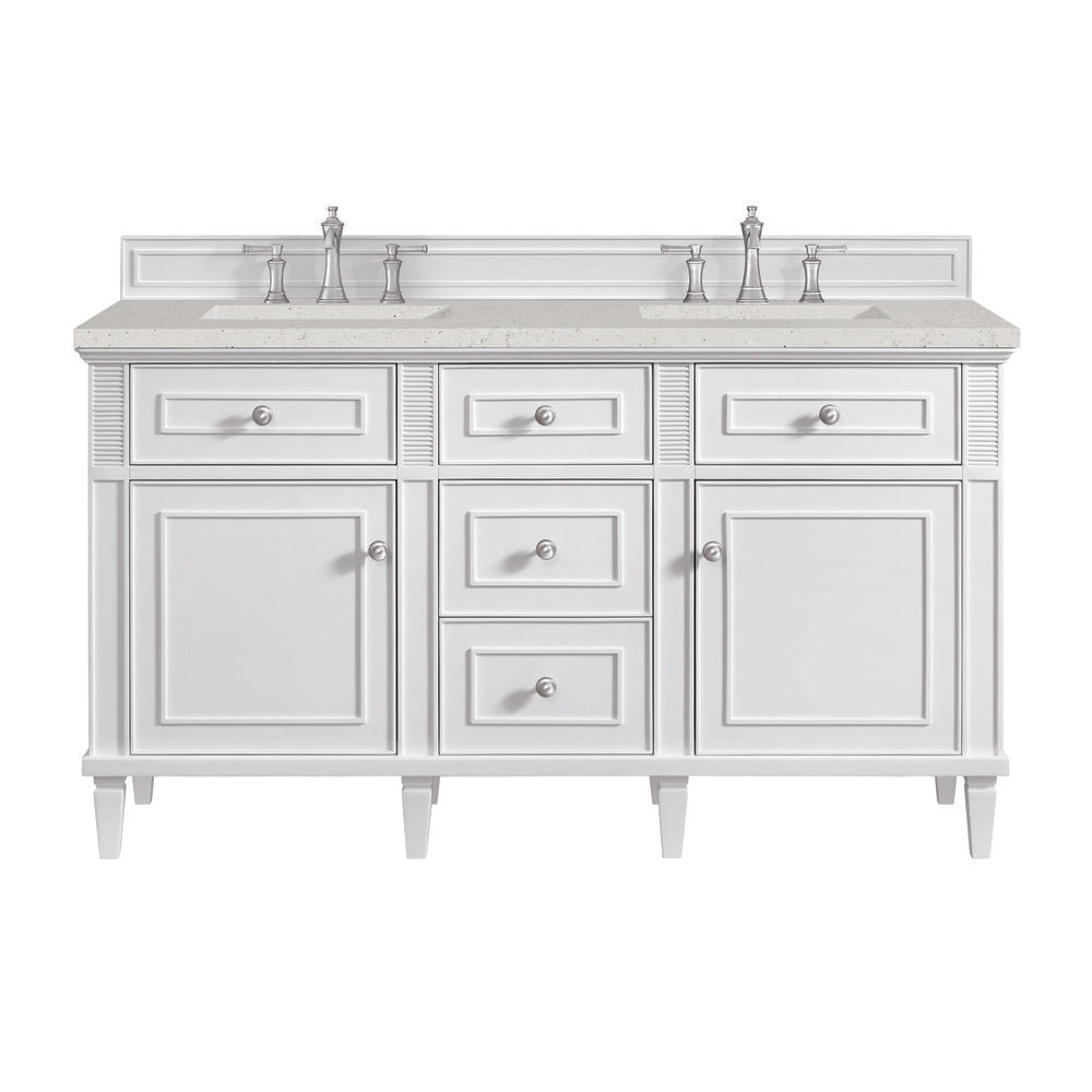 James Martin - Lorelai 60" Double Vanity, Bright White w/ 3 CM Lime Delight Silestone Top - 424-V60D-BW-3LDL view 1