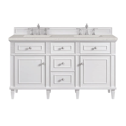 James Martin - Lorelai 60" Double Vanity, Bright White w/ 3 CM Lime Delight Silestone Top - 424-V60D-BW-3LDL view 1