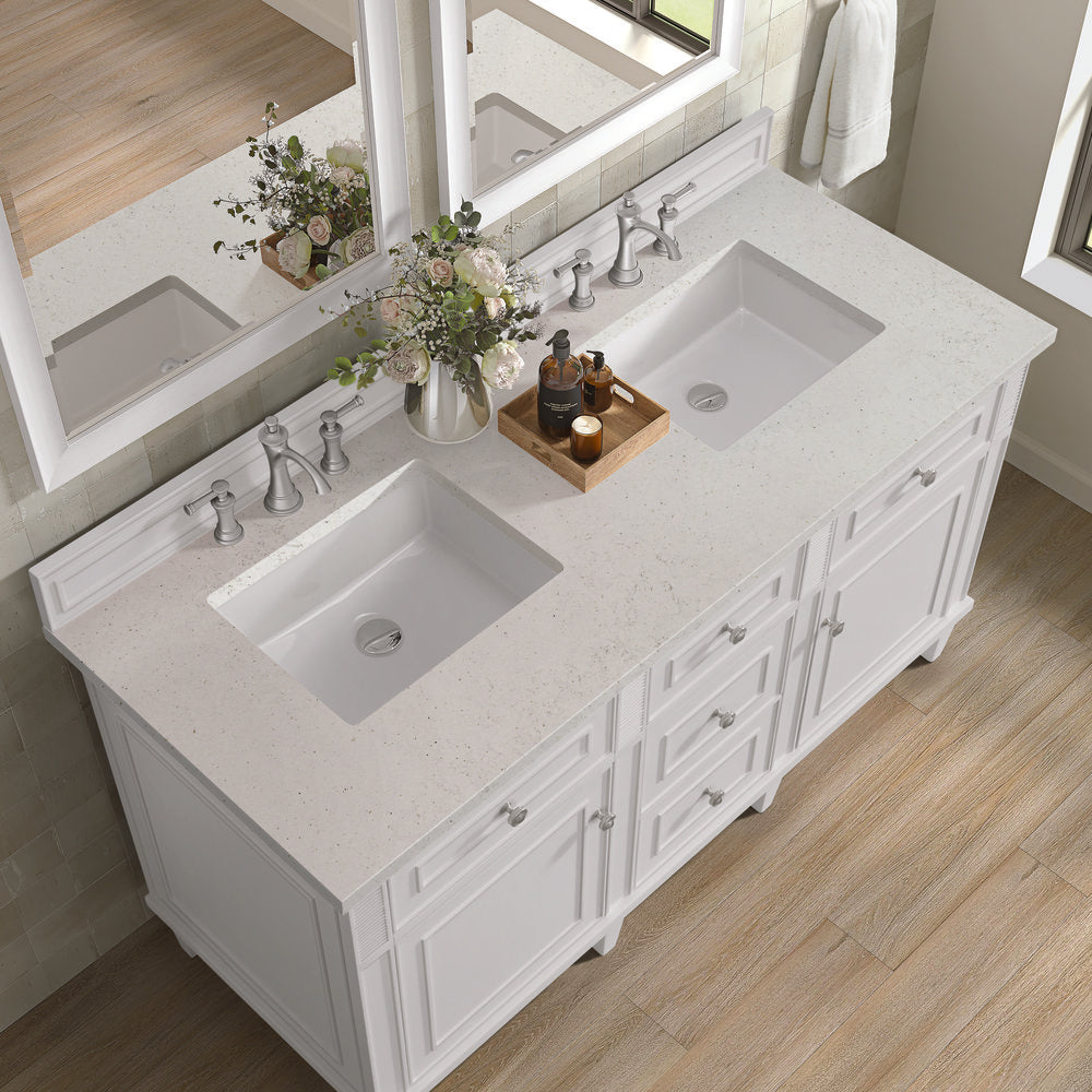 James Martin - Lorelai 60" Double Vanity, Bright White w/ 3 CM Lime Delight Silestone Top - 424-V60D-BW-3LDL view 8