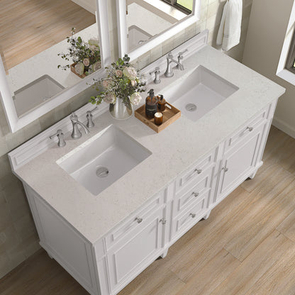 James Martin - Lorelai 60" Double Vanity, Bright White w/ 3 CM Lime Delight Silestone Top - 424-V60D-BW-3LDL view 8