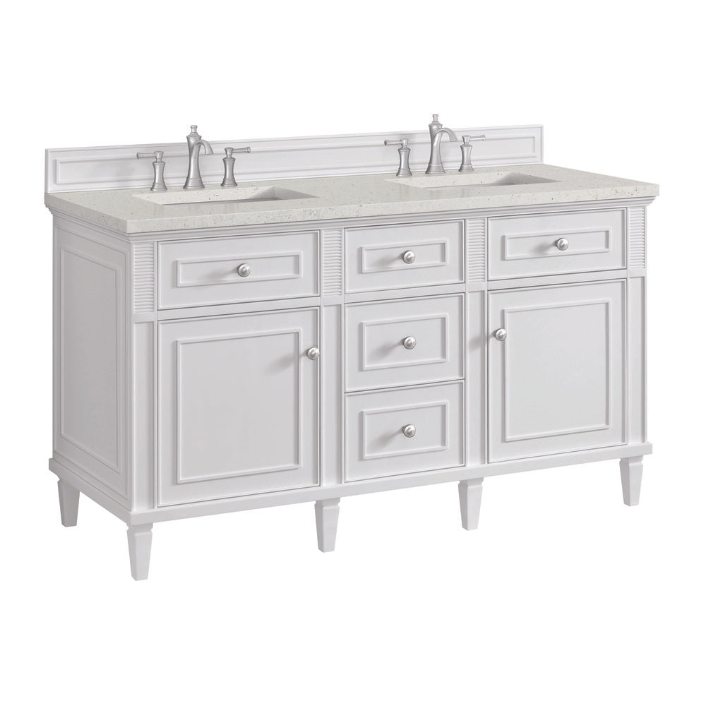 James Martin - Lorelai 60" Double Vanity, Bright White w/ 3 CM Lime Delight Silestone Top - 424-V60D-BW-3LDL view 11
