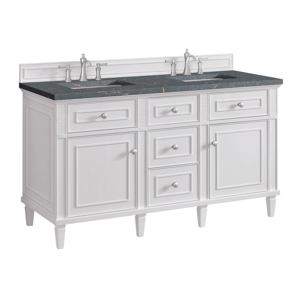 James Martin - Lorelai 60" Double Vanity, Bright White w/ 3 CM Parisien Bleu Silestone Top w/FreePower Wireless Charger - 424-V60D-BW-FPBL view 12