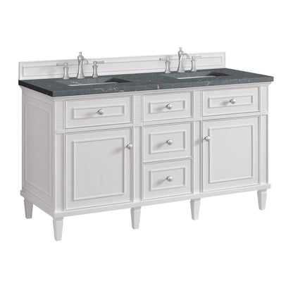 James Martin - Lorelai 60" Double Vanity, Bright White w/ 3 CM Parisien Bleu Silestone Top w/FreePower Wireless Charger - 424-V60D-BW-FPBL view 12