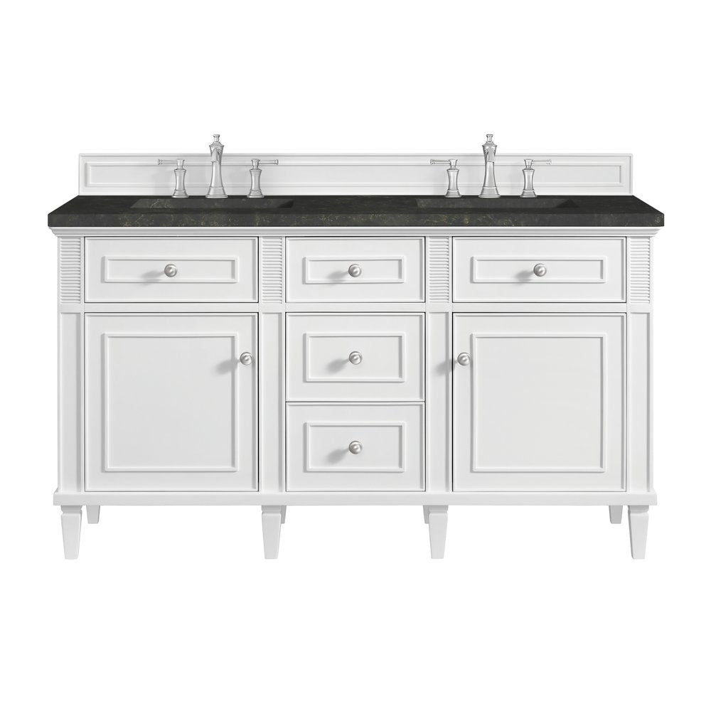 James Martin - Lorelai 60" Double Vanity, Bright White, w/ 3 CM Phantome Eclos Top - 424-V60D-BW-3PHT view 1