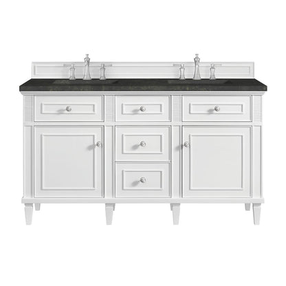 James Martin - Lorelai 60" Double Vanity, Bright White, w/ 3 CM Phantome Eclos Top - 424-V60D-BW-3PHT view 1