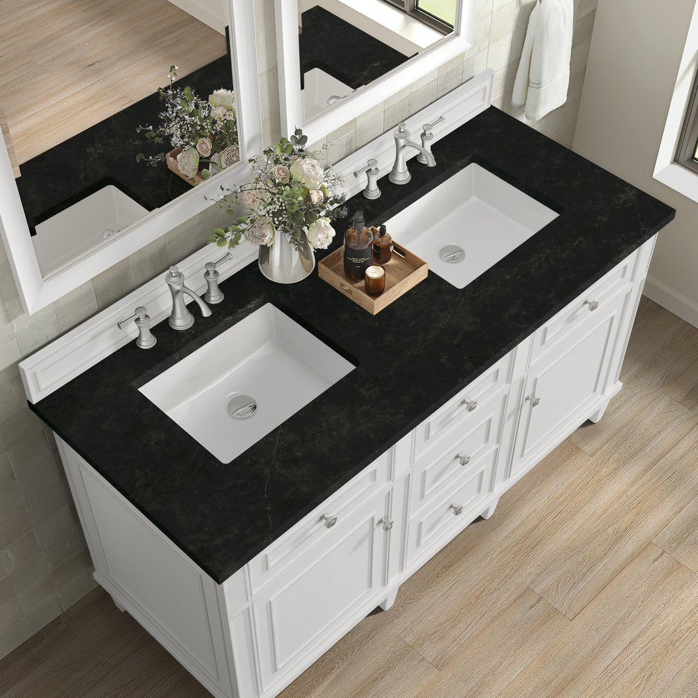 James Martin - Lorelai 60" Double Vanity, Bright White, w/ 3 CM Phantome Eclos Top - 424-V60D-BW-3PHT view 8