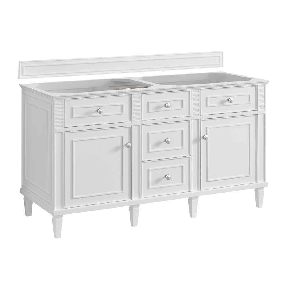 James Martin - Lorelai 60" Double Vanity, Bright White, w/ 3 CM Siberian Silestone Top - 424-V60D-BW-3SFR view 2