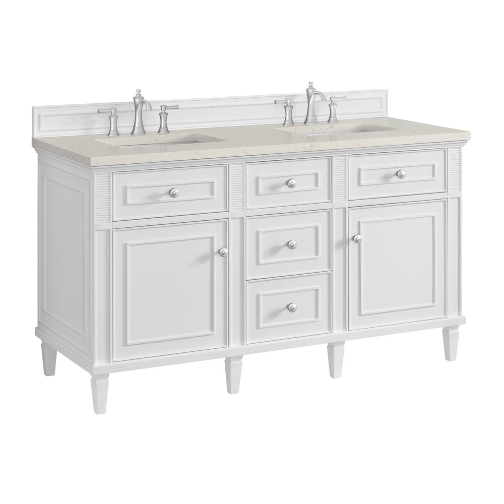 James Martin - Lorelai 60" Double Vanity, Bright White, w/ 3 CM Siberian Silestone Top - 424-V60D-BW-3SFR view 11