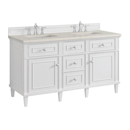 James Martin - Lorelai 60" Double Vanity, Bright White, w/ 3 CM Siberian Silestone Top - 424-V60D-BW-3SFR view 11