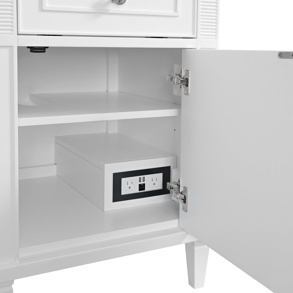 James Martin - Lorelai 60" Double Vanity, Bright White, w/ 3 CM Siberian Silestone Top w/FreePower Wireless Charger - 424-V60D-BW-FSFR view 12