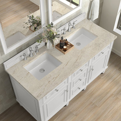 James Martin - Lorelai 60" Double Vanity, Bright White, w/ 3 CM Tajnar Eclos Top - 424-V60D-BW-3TJR view 8