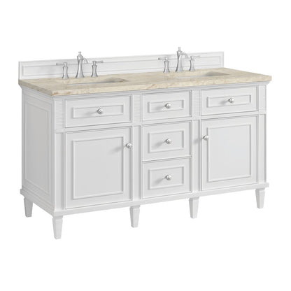 James Martin - Lorelai 60" Double Vanity, Bright White, w/ 3 CM Tajnar Eclos Top - 424-V60D-BW-3TJR view 11