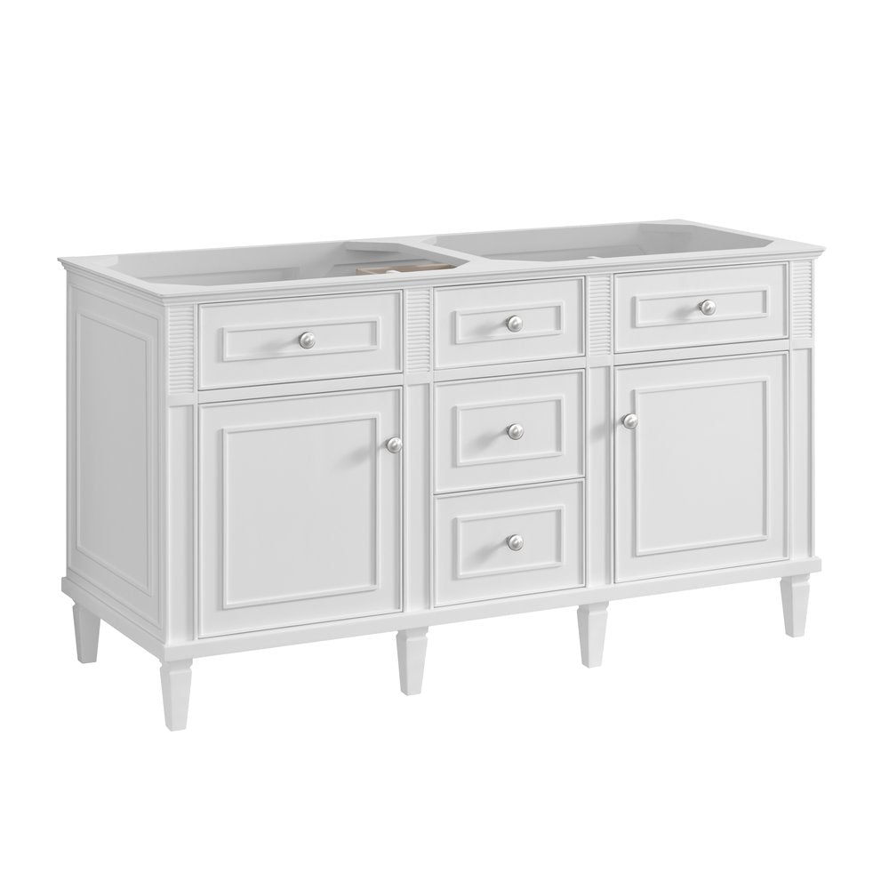 James Martin - Lorelai 60" Double Vanity, Bright White, w/ 3 CM Tajnar Eclos Top w/FreePower Wireless Charger - 424-V60D-BW-FTJR view 3