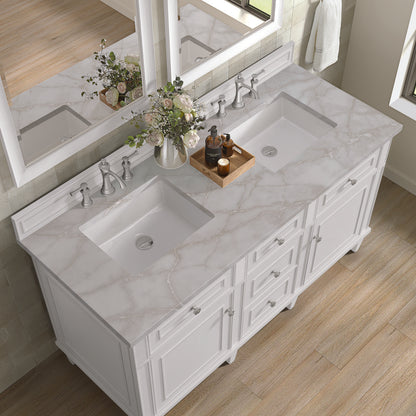 James Martin - Lorelai 60" Double Vanity, Bright White w/ 3 CM Victorian Silver Silestone Top - 424-V60D-BW-3VSL view 8