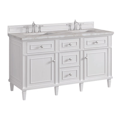 James Martin - Lorelai 60" Double Vanity, Bright White w/ 3 CM Victorian Silver Silestone Top - 424-V60D-BW-3VSL view 11