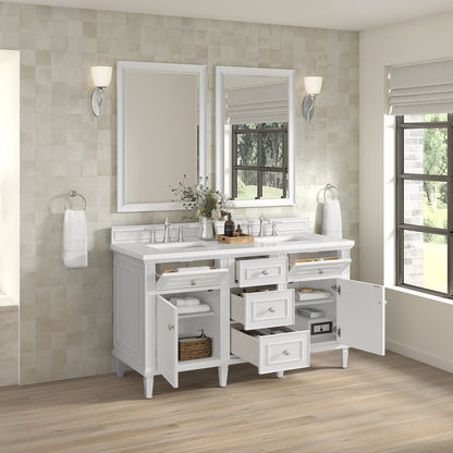 James Martin - Lorelai 60" Double Vanity, Bright White w/ 3 CM White Zeus Silestone Top - 424-V60D-BW-3WZ view 6