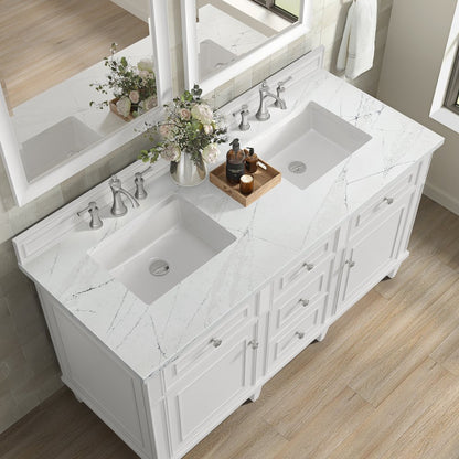 James Martin - Lorelai 60" Double Vanity, Bright White w/ 3 CM White Zeus Silestone Top - 424-V60D-BW-3WZ view 8