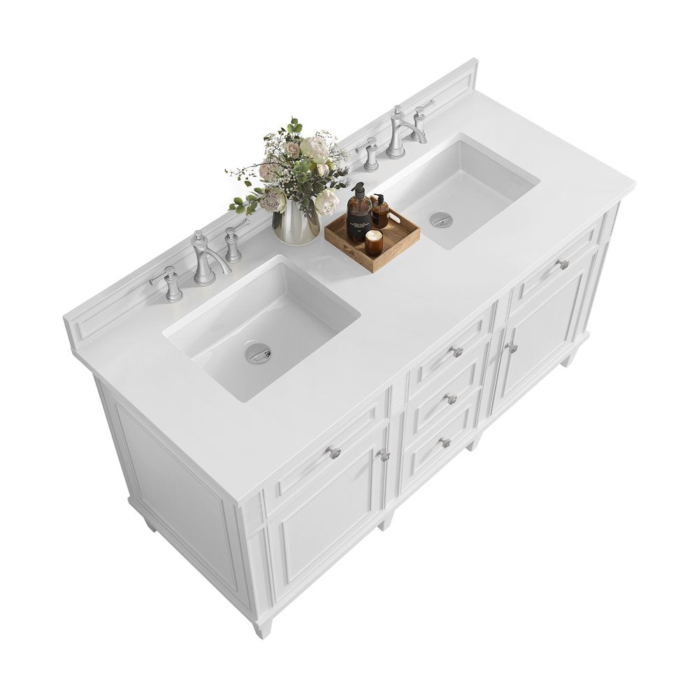 James Martin - Lorelai 60" Double Vanity, Bright White w/ 3 CM White Zeus Silestone Top - 424-V60D-BW-3WZ view 9