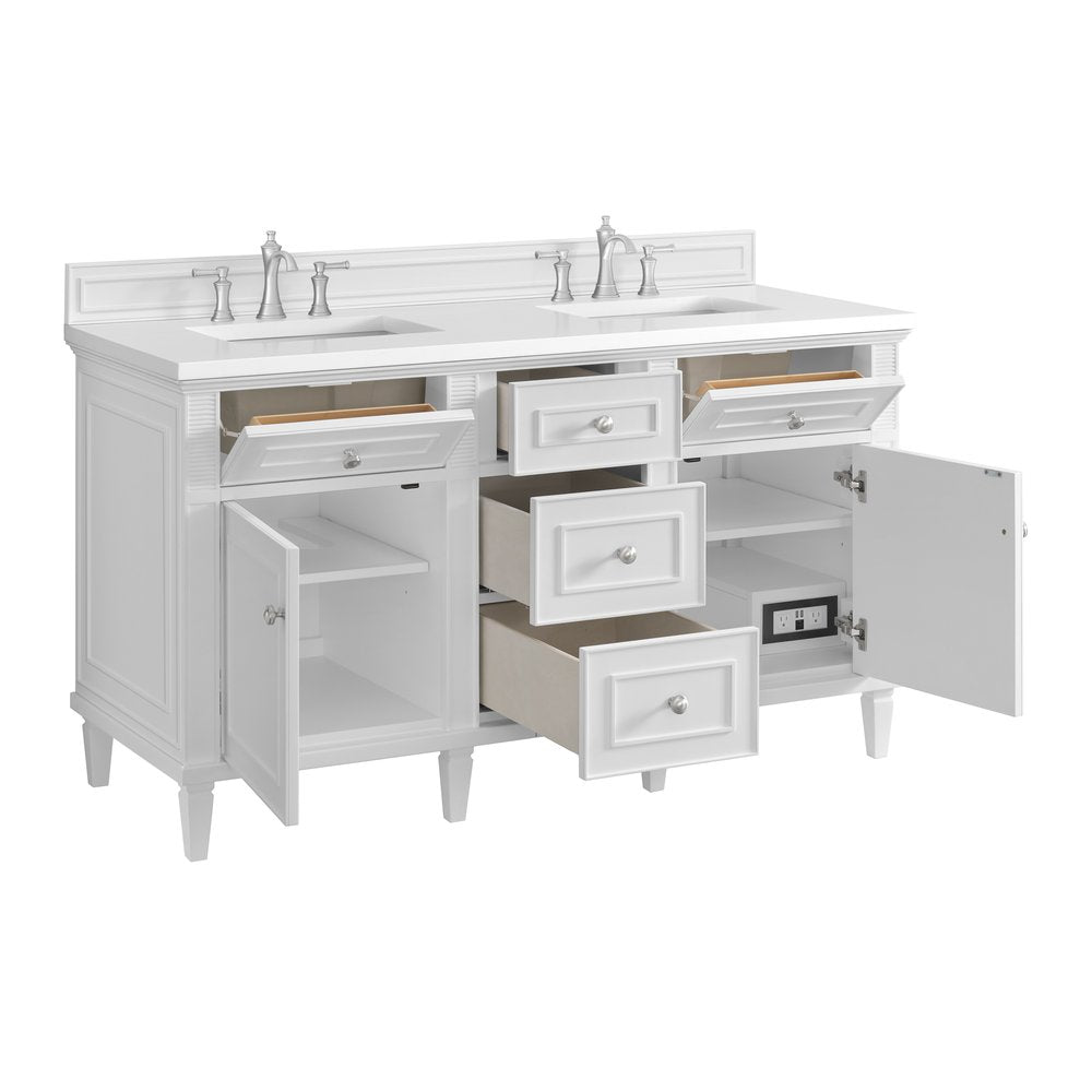 James Martin - Lorelai 60" Double Vanity, Bright White w/ 3 CM White Zeus Silestone Top - 424-V60D-BW-3WZ view 10