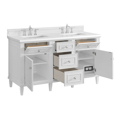 James Martin - Lorelai 60" Double Vanity, Bright White w/ 3 CM White Zeus Silestone Top - 424-V60D-BW-3WZ view 10