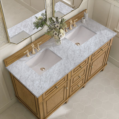 James Martin - Lorelai 60" Double Vanity, Light Natural Oak w/ 3 CM Carrara White Marble Top - 424-V60D-LNO-3CAR view 7