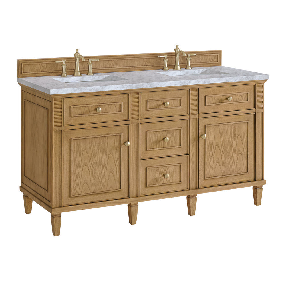 James Martin - Lorelai 60" Double Vanity, Light Natural Oak w/ 3 CM Carrara White Marble Top - 424-V60D-LNO-3CAR view 10