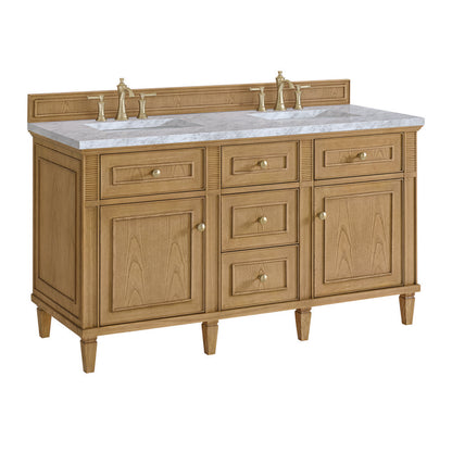 James Martin - Lorelai 60" Double Vanity, Light Natural Oak w/ 3 CM Carrara White Marble Top - 424-V60D-LNO-3CAR view 10