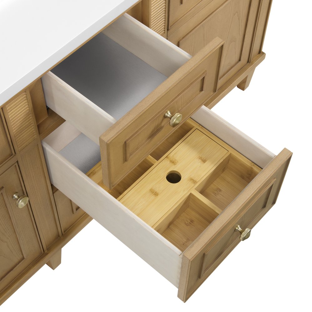 James Martin - Lorelai 60" Double Vanity, Light Natural Oak w/ 3 CM Carrara White Marble Top - 424-V60D-LNO-3CAR view 13