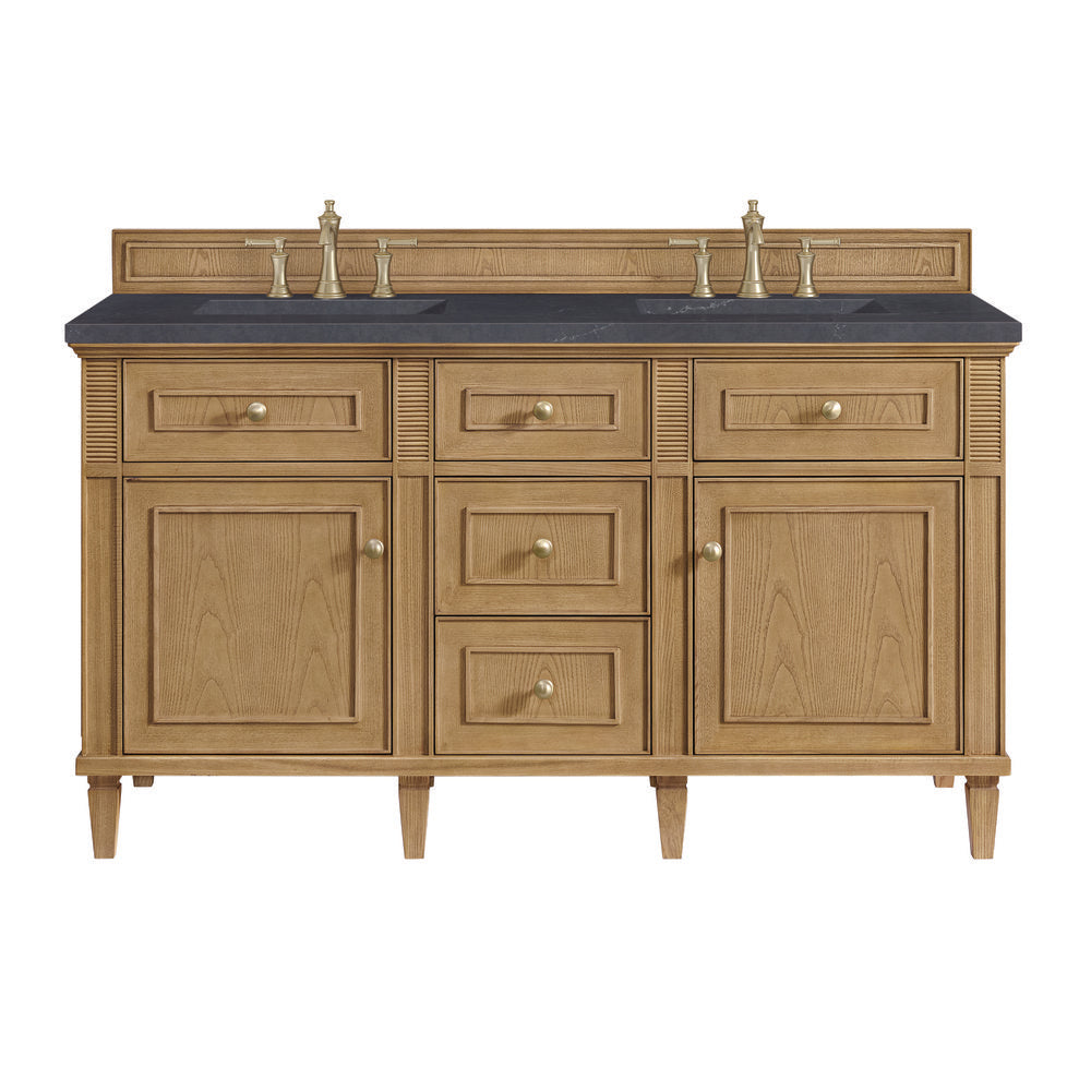 James Martin - Lorelai 60" Double Vanity, Light Natural Oak w/ 3 CM Charcoal Soapstone Silestone Top - 424-V60D-LNO-3CSP view 1