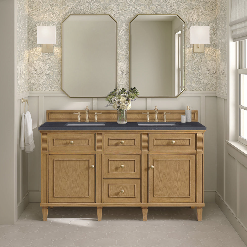 James Martin - Lorelai 60" Double Vanity, Light Natural Oak w/ 3 CM Charcoal Soapstone Silestone Top - 424-V60D-LNO-3CSP view 3