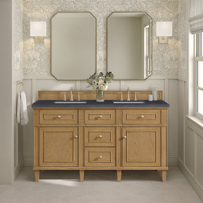 James Martin - Lorelai 60" Double Vanity, Light Natural Oak w/ 3 CM Charcoal Soapstone Silestone Top - 424-V60D-LNO-3CSP view 3