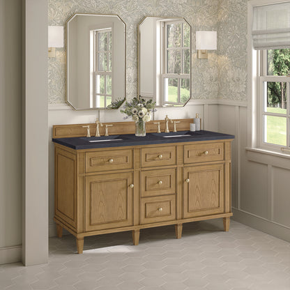 James Martin - Lorelai 60" Double Vanity, Light Natural Oak w/ 3 CM Charcoal Soapstone Silestone Top - 424-V60D-LNO-3CSP view 4