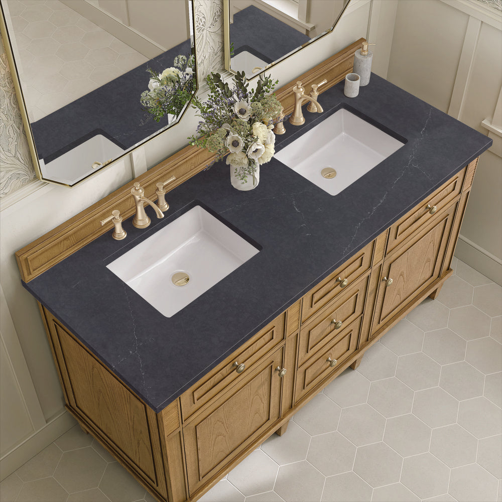 James Martin - Lorelai 60" Double Vanity, Light Natural Oak w/ 3 CM Charcoal Soapstone Silestone Top - 424-V60D-LNO-3CSP view 7