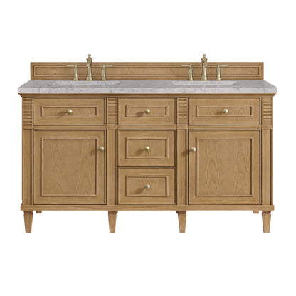 James Martin - Lorelai 60" Double Vanity, Light Natural Oak w/ 3 CM Eternal Jasmine Pearl Silestone Top - 424-V60D-LNO-3EJP view 1