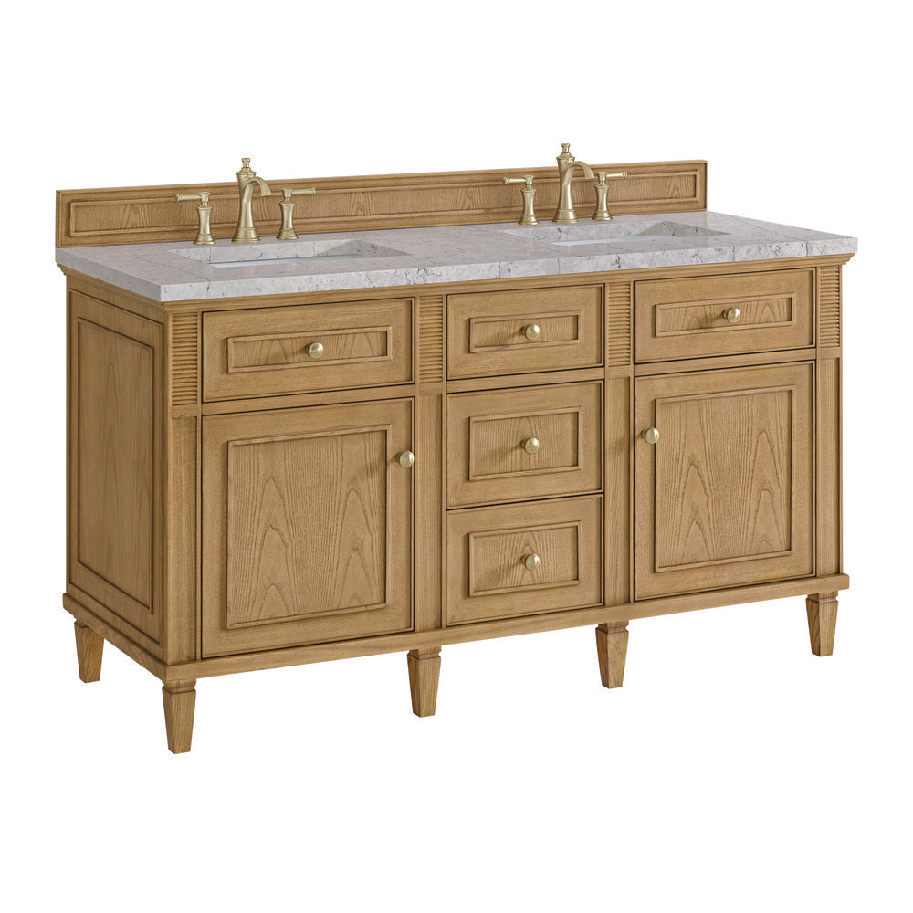 James Martin - Lorelai 60" Double Vanity, Light Natural Oak w/ 3 CM Eternal Jasmine Pearl Silestone Top - 424-V60D-LNO-3EJP view 10