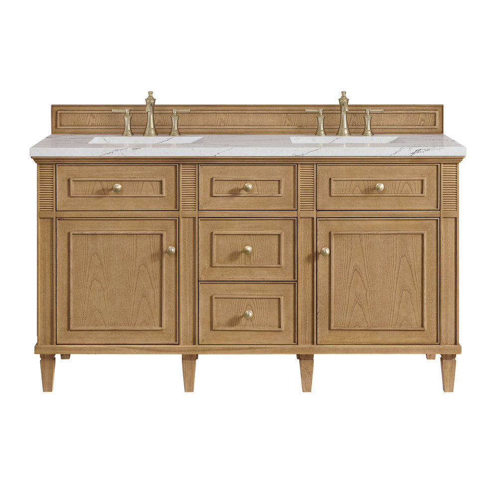 James Martin - Lorelai 60" Double Vanity, Light Natural Oak w/ 3 CM Ethereal Noctis Silestone Top - 424-V60D-LNO-3ENC view 1