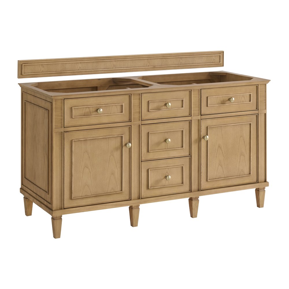 James Martin - Lorelai 60" Double Vanity, Light Natural Oak w/ 3 CM Ethereal Noctis Silestone Top - 424-V60D-LNO-3ENC view 2