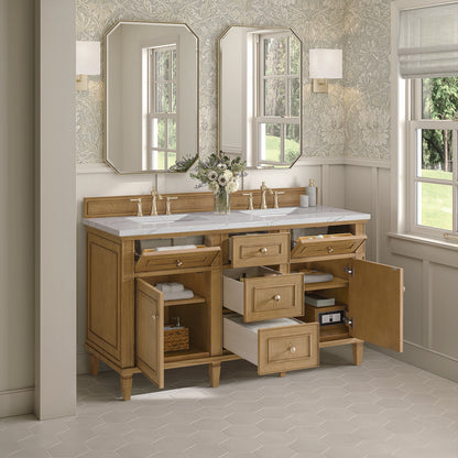 James Martin - Lorelai 60" Double Vanity, Light Natural Oak w/ 3 CM Ethereal Noctis Silestone Top - 424-V60D-LNO-3ENC view 5