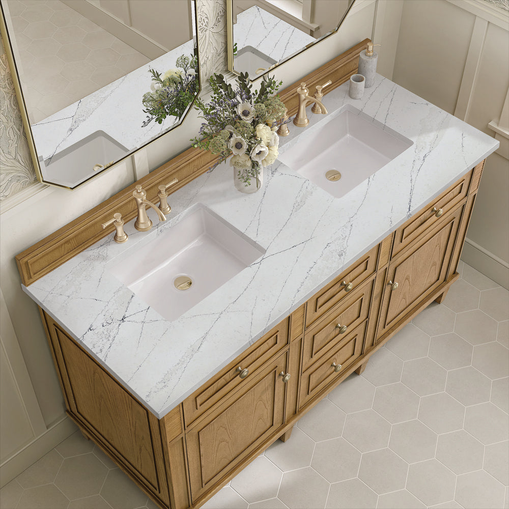James Martin - Lorelai 60" Double Vanity, Light Natural Oak w/ 3 CM Ethereal Noctis Silestone Top - 424-V60D-LNO-3ENC view 7