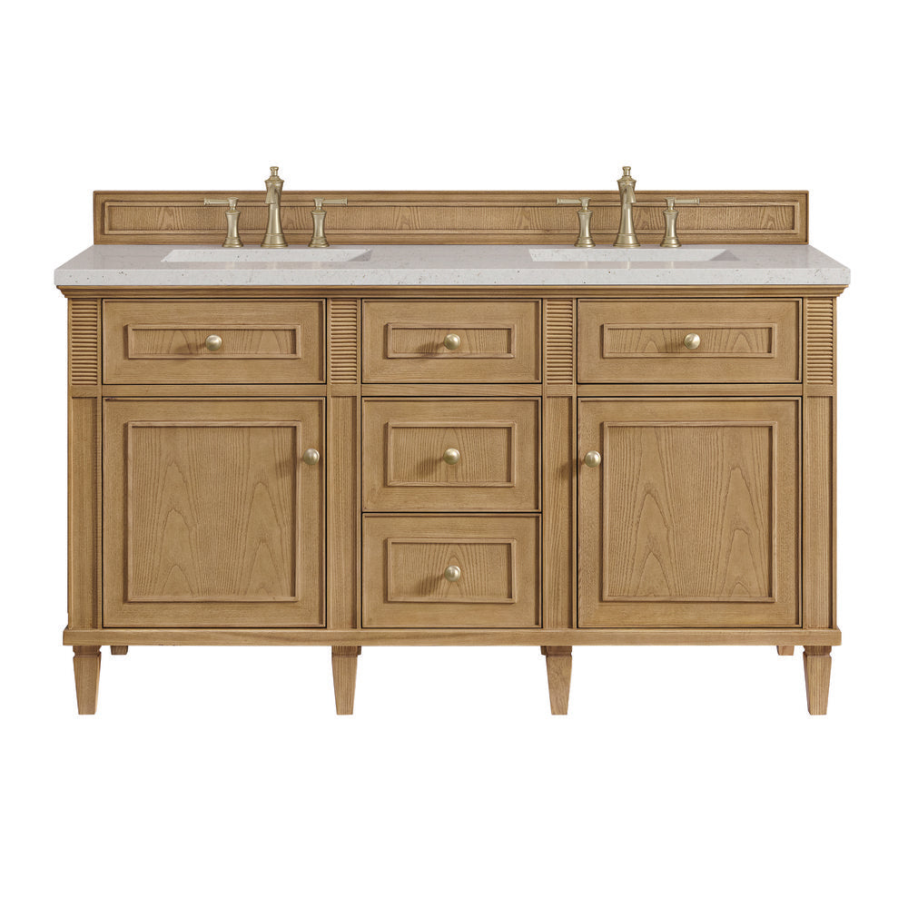 James Martin - Lorelai 60" Double Vanity, Light Natural Oak w/ 3 CM Lime Delight Silestone Top - 424-V60D-LNO-3LDL view 1