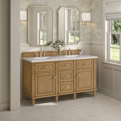James Martin - Lorelai 60" Double Vanity, Light Natural Oak w/ 3 CM Lime Delight Silestone Top - 424-V60D-LNO-3LDL view 4