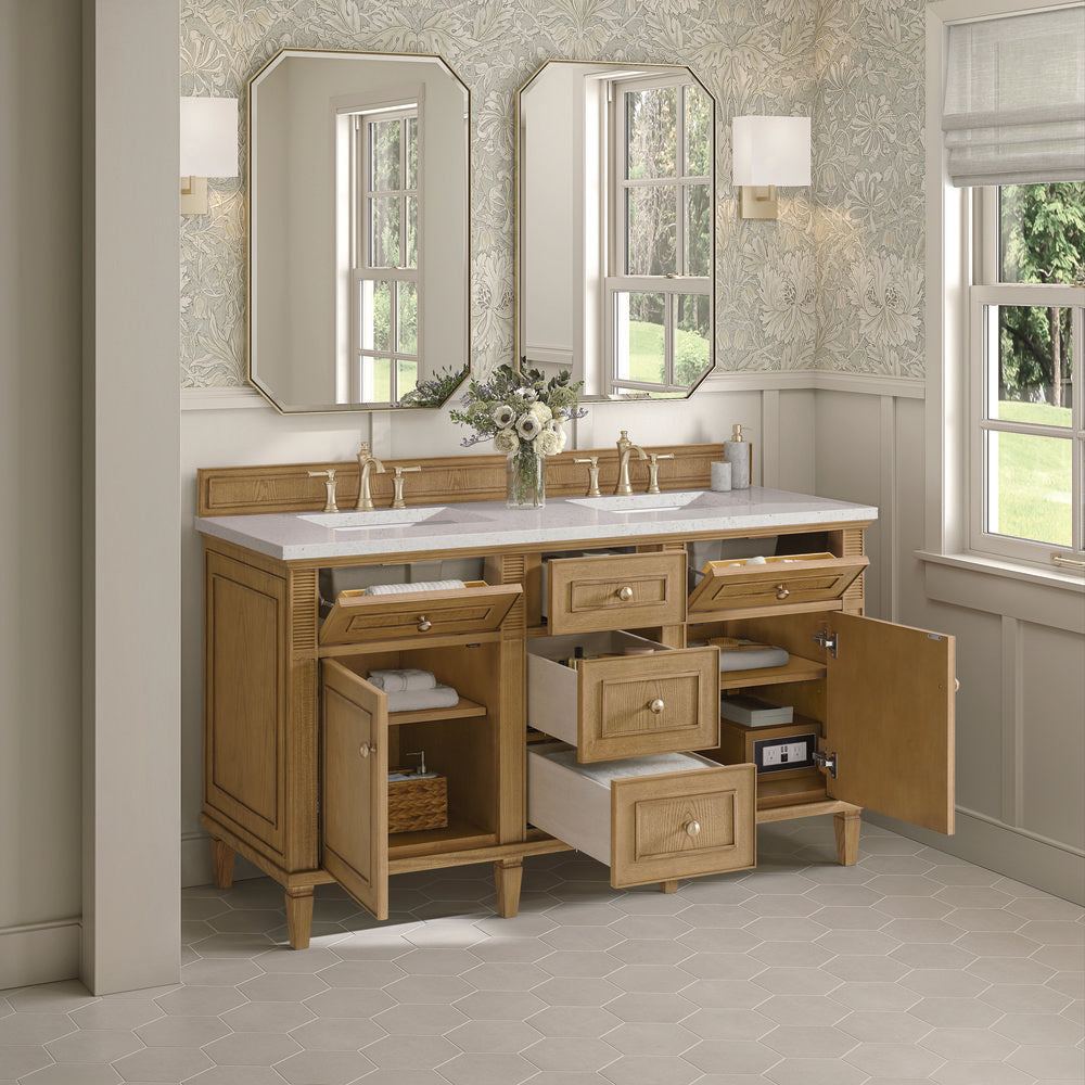 James Martin - Lorelai 60" Double Vanity, Light Natural Oak w/ 3 CM Lime Delight Silestone Top - 424-V60D-LNO-3LDL view 5